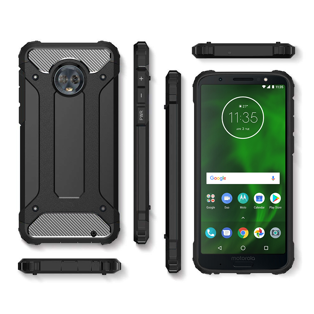 Military Defender Shockproof Case for Motorola Moto G6 Plus - Black